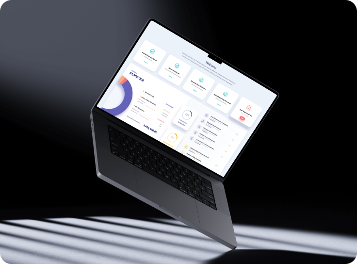 A business owner working on a laptop